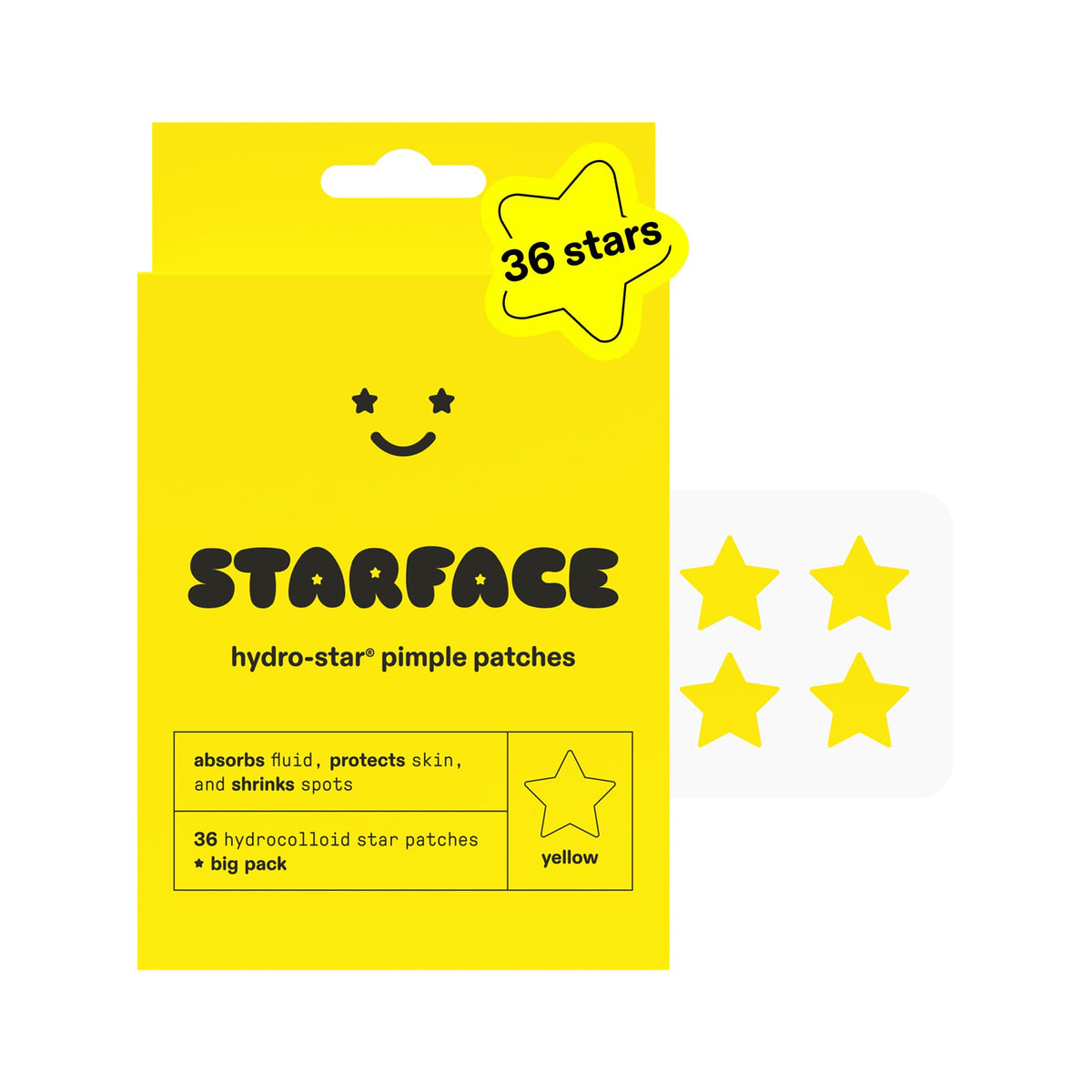 Starface HydroStar Pink Hydrocolloid Star-Shaped Pimple Patch Refill, 36 ct