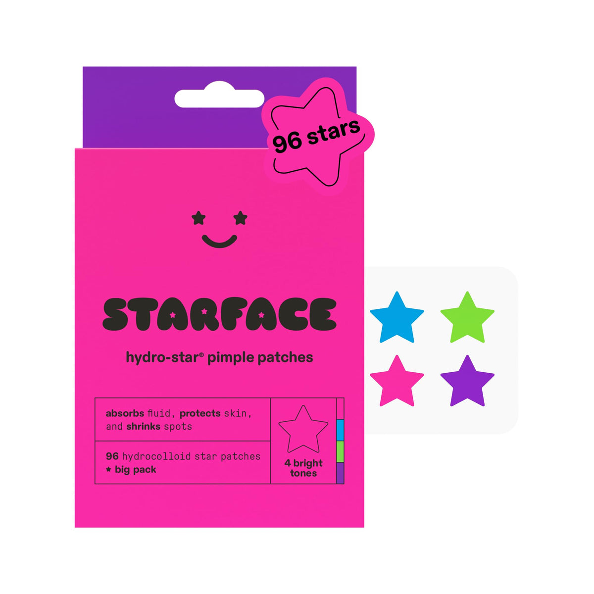 Starface HydroStar Pink Hydrocolloid Star-Shaped Pimple Patch Refill, 36 ct