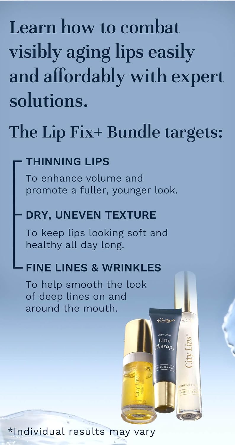 City Beauty Lip Fix + Bundle - Gloss, Night Oil & Line Therapy Trio