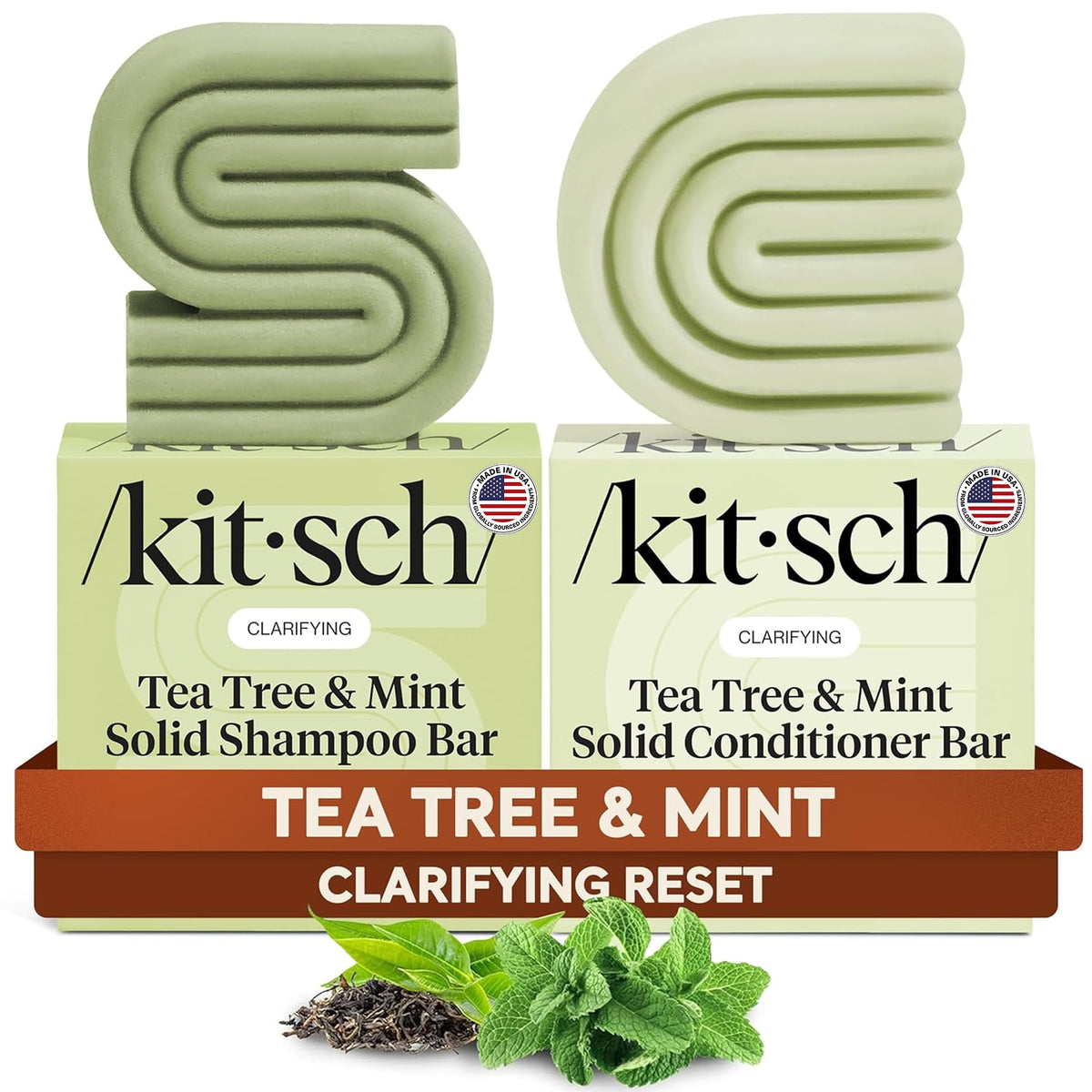 Kitsch Shampoo and Conditioner Set - 4pc Sampler Bars for Hair Growth | Rice Water Shampoo and Conditioner, Castor Oil Shampoo & Coconut Oil Conditioner - Bottle-Free Beauty for Repair & Moisture