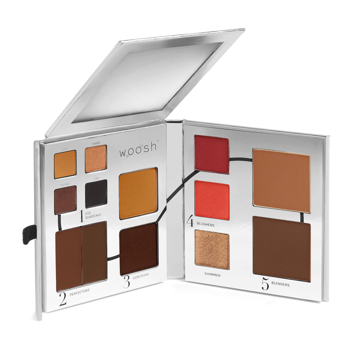 Woosh Beauty Fold Out Face Makeup Palette for Women, Nonrefillable – All-in-One Face Makeup Kit with Foundation, Concealer, Contour, Blush, Highlighter, Eyeshadow – Curated Shades by Skin Tone