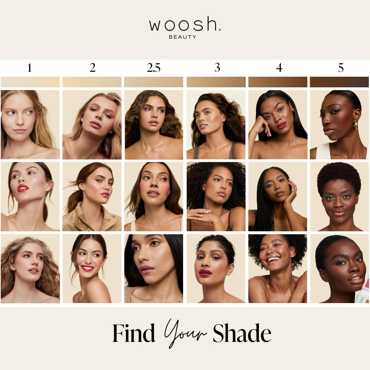 Woosh Beauty Fold Out Face Makeup Palette for Women, Nonrefillable – All-in-One Face Makeup Kit with Foundation, Concealer, Contour, Blush, Highlighter, Eyeshadow – Curated Shades by Skin Tone