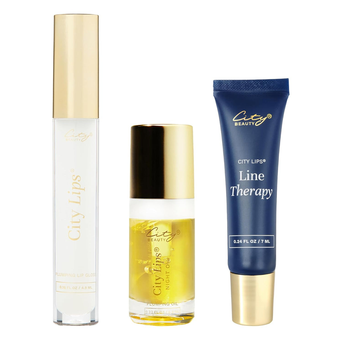 City Beauty Lip Fix + Bundle - Gloss, Night Oil & Line Therapy Trio