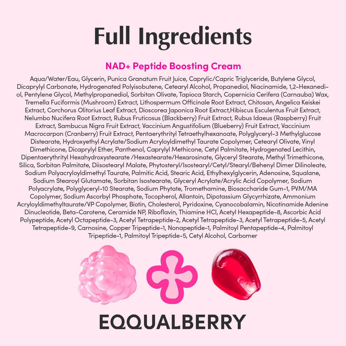 EQQUALBERRY NAD+ Peptide Boosting Cream Double Pack | NAD+ 5% & 13 Peptides Anti-Aging Korean Skincare Face & Body Cream | Firming & Lifting Pink Neck Cream for Sagging Skin, 1.69 fl.oz (Pack of 2)
