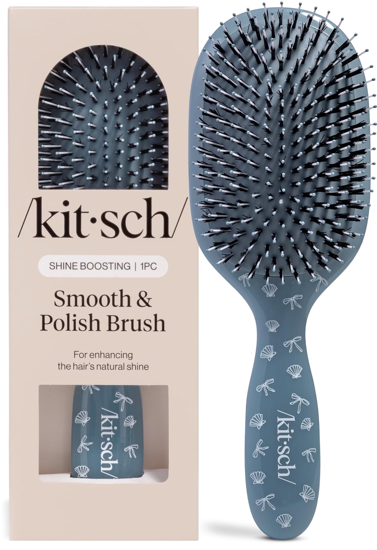 Kitsch Smooth & Polish Hair Brushes For Women and Men - Terracotta | Hairbrush For Women | Dual Bristle Detangler Brush – Vegan Boar & Nylon Hair Brush w/ Cushioned Pad for Scalp Massage